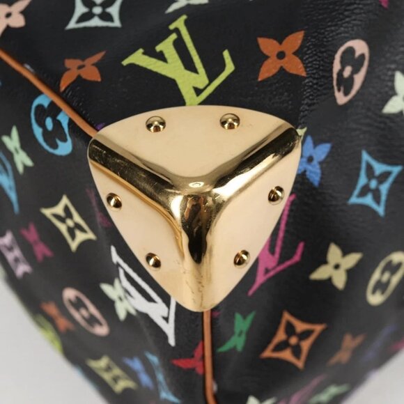LOUIS VUITTON Monogram Multicolor Speedy 30 Hand Bag Black M92642 Auth yk19115A - Picture 3 of 16